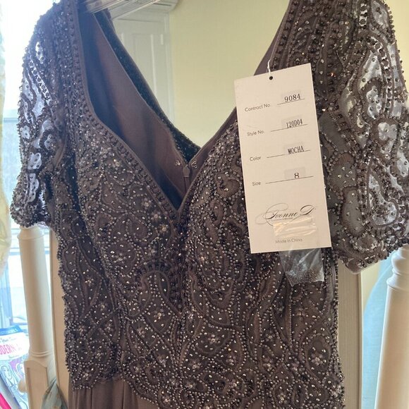 NWT Mon Cheri 120D04 Chiffon Mother of the Bride Dress Brown Size 8 - Picture 7 of 9